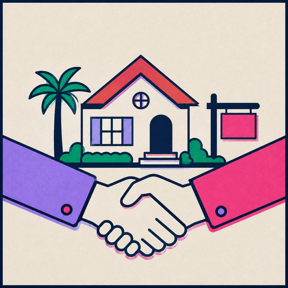 A handshake between a buyer and a local agent